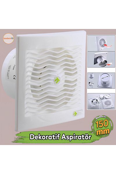 Badem10 Electric Fan Dirty Air Bad Odor Exhaust Extractor Fan 150 mm Wc Kitchen Office Bathroom Ventilation