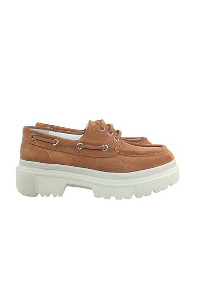 Oneka Shoes 130825 Tbs3204 Women's Casual Leather Laced Camel Suede Beige Sole