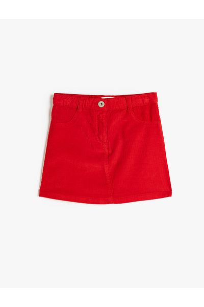 Koton Velvet Mini Skirt Basic Cotton