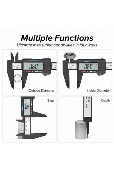 lefavor 150mm Electronic Digital Caliper Carbon Fiber Dial Vernier Caliper Gauge Micrometer Meas