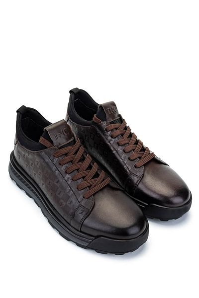 Tamer Tanca Men's Genuine Leather Brown Sneakers & Sports Shoes