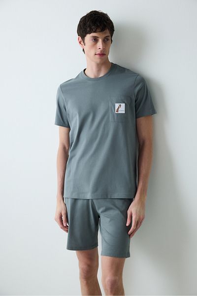 Penti Graues Pyjama-Set mit Giraffen-Shorts