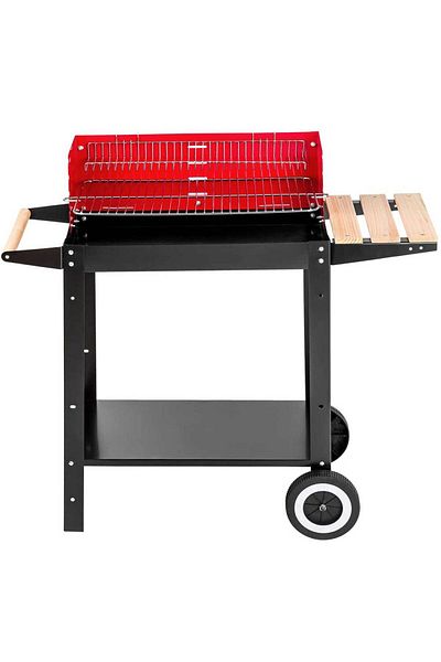 Homelux Gratar cu roti, 52x25 cm, negru/rosu, metal/lemn