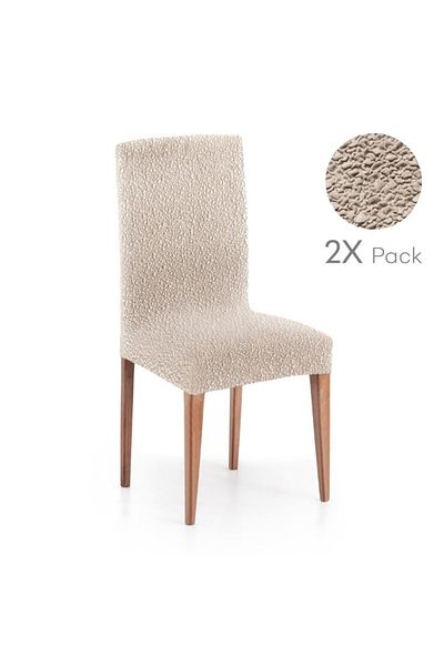 EYSA CONFECTIONES Set of 2 elastic chair covers 40-50cm (seat and backrest), Premium ROC, C/00 Light Beige