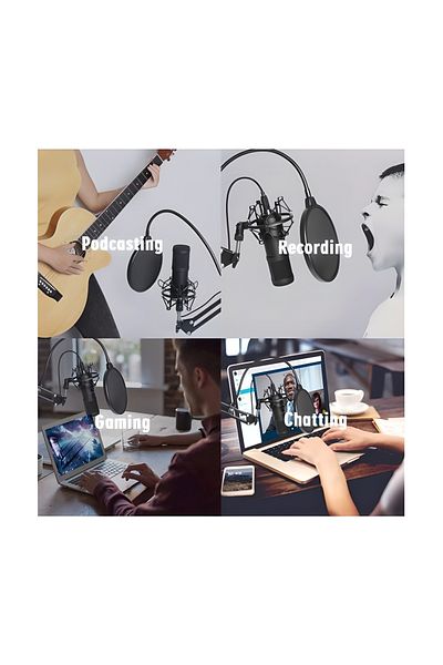 COOYA USB Microphone, with Adjustable Boom Arm Stand Shock Mount, for YouTube Vocal Gaming Streaming