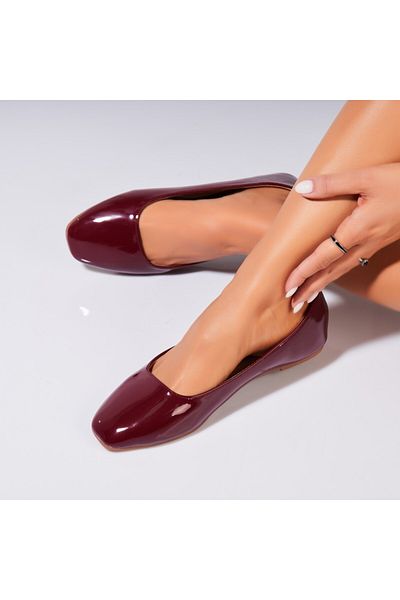 Joana Women's Ballet Flats Patent Leather Burgundy Masyn