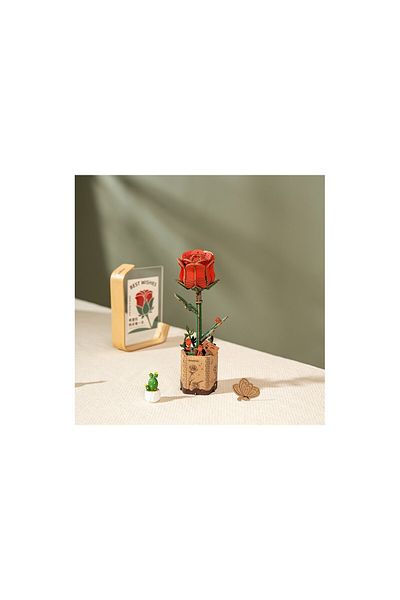 ? The Crowood Press Ltd 3D Puzzle, Red Rose, Rowood, Wood, 106 pieces