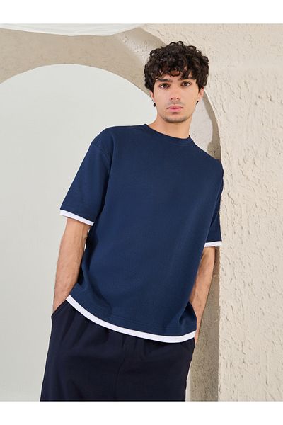 Styli Plain Contrast Detail Oversized T-Shirt