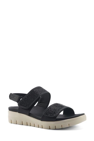 Polaris 166955.Z5Fx Black Women's Flat Sandals