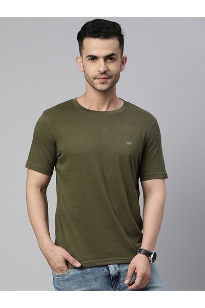 Bushirt By Styli Solid Round Neck Regular Fit T-Shirt