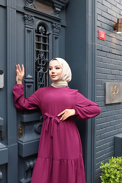 modessia ΓΥΝΑΙΚΕΙΟ Μωβ Αεροβικό Φόρεμα Hijab με ζαρτιέρες Kt454