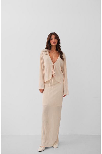 Black Fashion Μπεζ Maxi Φούστα Χαμηλόμεση