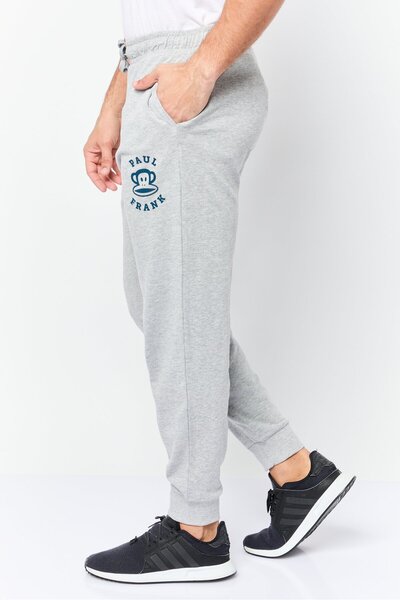 PAUL FRANK Men Regular Fit Brand Logo Jogger Pants, Grey