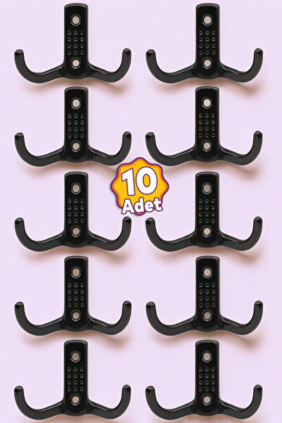 Badem10 Noktalı Vestiyer Duvar Portmanto Askısı Dolap Elbise Askılığı Siyah M...