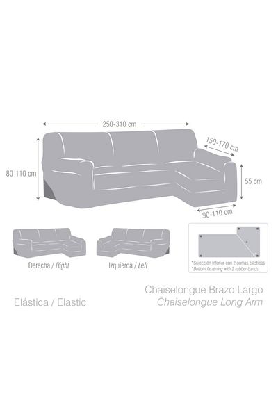 EYSA CONFECTIONES Jacquard right corner elastic cover, long arm, Iria, C/11 Dark beige