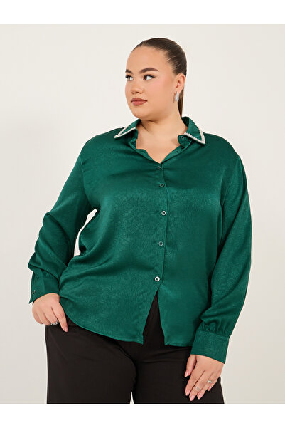 Styli Plus Size Embellished Collar Shirt
