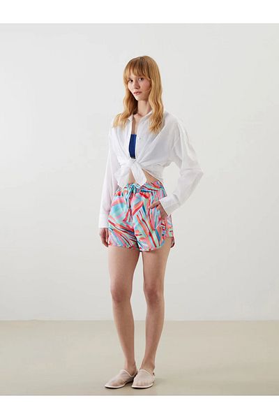 LC Waikiki Lcw Dream Mixed Waist Elastic Patterned Women's Swim Shorts