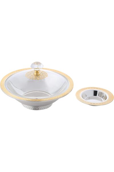 ALSAIF Iron Date Bowl with Acrylic Lid and Seed Bowl, Size: 17.2/8.8 cm, Colo...
