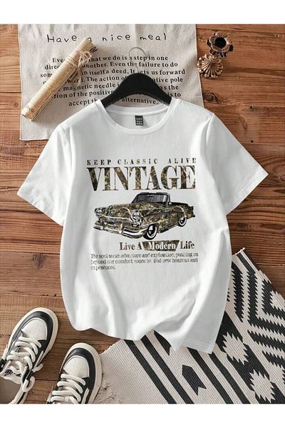 trendgar Μπλουζάκι unisex με λευκό στάμπα Vitange