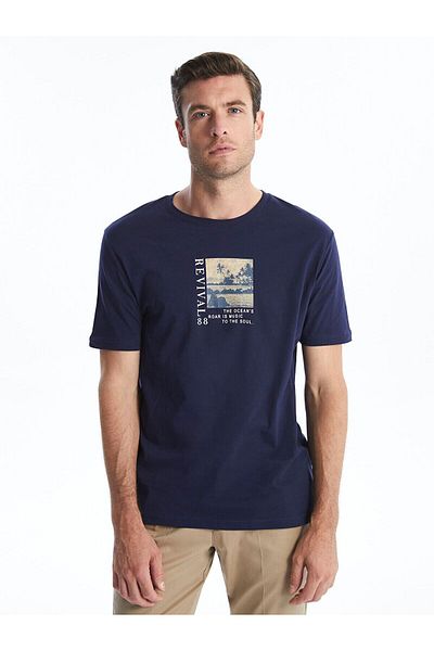 LC Waikiki Crew Neck Short Sleeve Printed Combed Cotton Men's T-Shirt