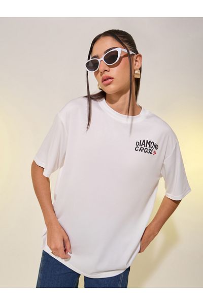 Styli Slogan Printed Short Sleeve Oversized T-Shirt