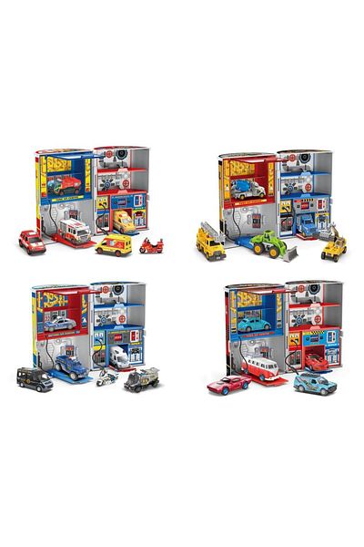 STEM Motor Oil Service Station - 1x Racers Vehicle Die-Cast - Assorted(Fire, Engineering, Police Racing)