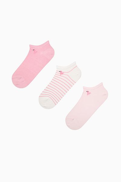 Penti 3 Paar nahtlose Mini-Booties-Socken aus Baumwolle mit Flamingo-Muster