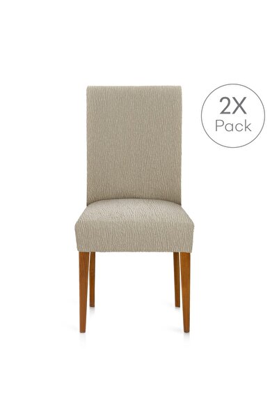 EYSA CONFECTIONES Σετ 2 ελαστικών καλυμμάτων καρέκλας (κάθισμα+πλάτη), Troya, C/11 Ανοιχτό καφέ