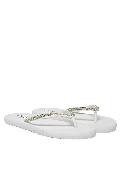 Guess Flip Flop Rhinestone Women's White Slippers E5Gz05Bb00F-G011
