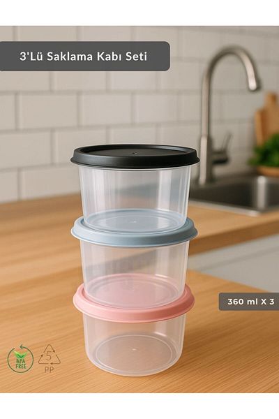 Jet's Home 3-Piece Storage Container Bpa Free Airproof Leakproof Nutrition Container 360 ml