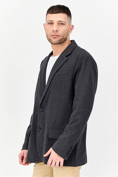 Esprit Men Regular Fit Textured Semi-formal Blazer, Dark Grey