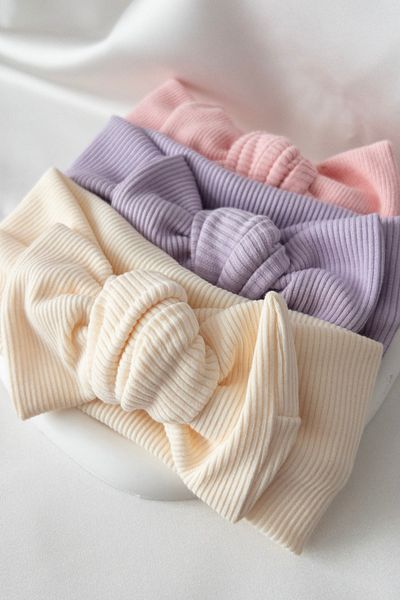 Karflake Handmade Bow Tied Soft Structured Set of 3 Baby Girl Headband Crown