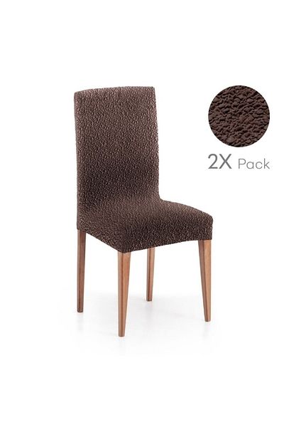 EYSA CONFECTIONES Set of 2 elastic chair covers 40-50cm (seat and backrest), Premium ROC, C/7 Brown