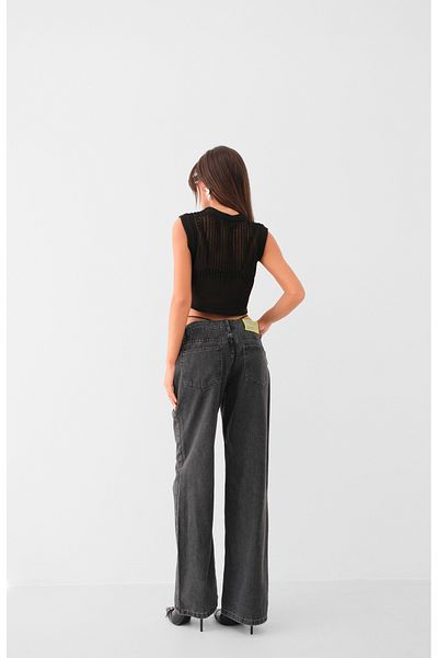 Black Fashion Black Crop Openwork Sweater