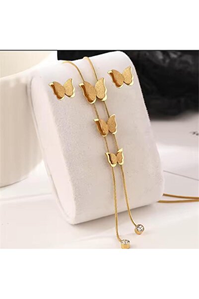 SONES Kelebek kolye Küpe Çelik Takı 354