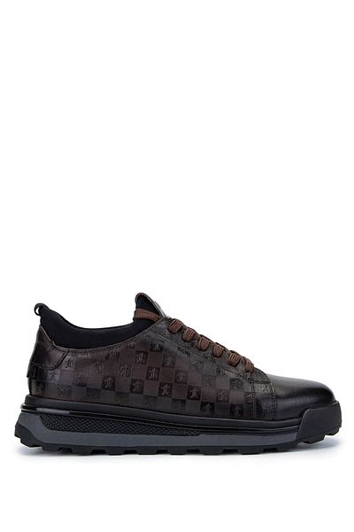Tamer Tanca Men's Genuine Leather Brown Sneakers & Sports Shoes