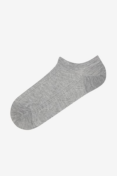 Penti Dreiteilige Sneaker-Socken in Herz-Jacquard-Grau
