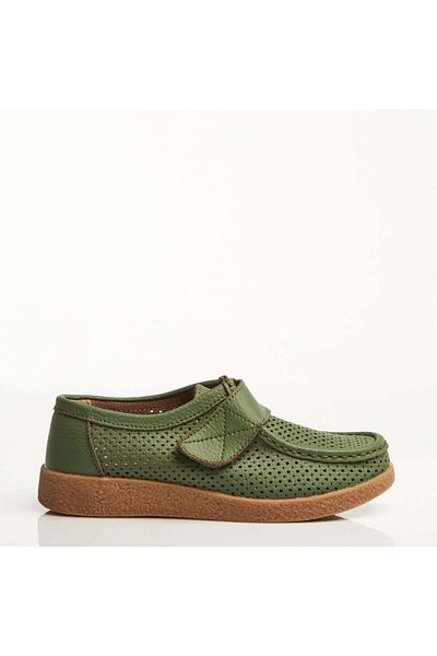 Joana Women's moccasins, natural leather, green, Takari