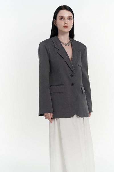 MAİ COLLECTİON Volda Collar Detail Anthracite Blazer