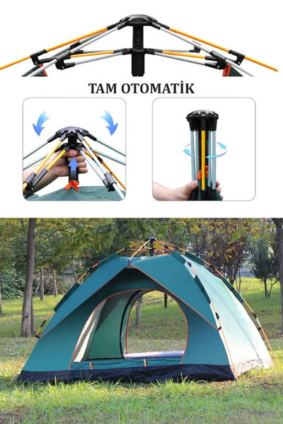 Sportaj 2 Kişilik Çift Katmanlı Tam Otomatik Kamp Çadırı 200x150x125cm
