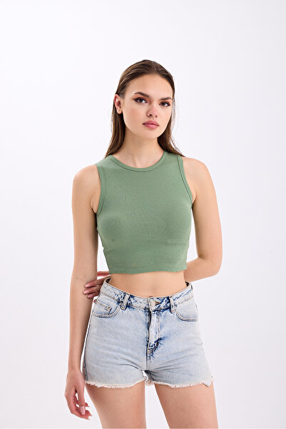 Chic Choice Clothing Likralı Fitilli Kolsuz Halter Yaka Kaşkorse Crop Büstiye...