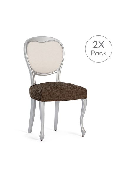 EYSA CONFECTIONES Set of 2 elastic chair covers (seat), Troya, C/7 Brown