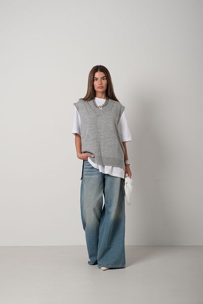 Black Fashion Gray V-Neck Oversize Sweater