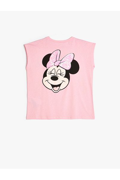 Koton Βαμβακερό κοντομάνικο T-shirt με άδεια Minnie Mouse - Crew Neck