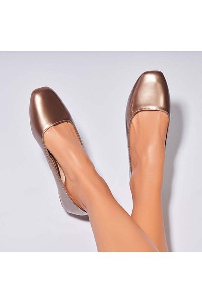 Joana Women's Ballet Flats Patent Leather Pink Gold Masyn
