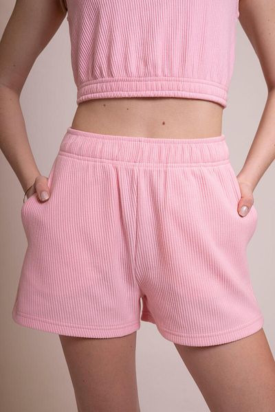 AFLOOW Pantaloni scurți cu talie înaltă roz delicat |   Pantaloni scurți sport confortabili și eleganti de vară – talie elastică