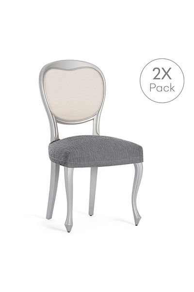 EYSA CONFECTIONES Set of 2 elastic chair covers (seat), Troya, C/6 Grey