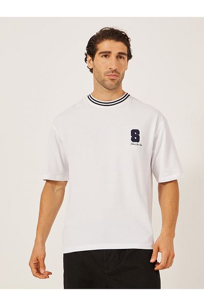 Styli Varsity Towel Embroidered Pique Knit Regular Fit T-Shirt