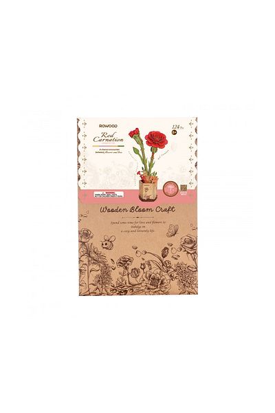 ? The Crowood Press Ltd 3D Puzzle, Red Carnation, Rowood, wood, 124 pieces