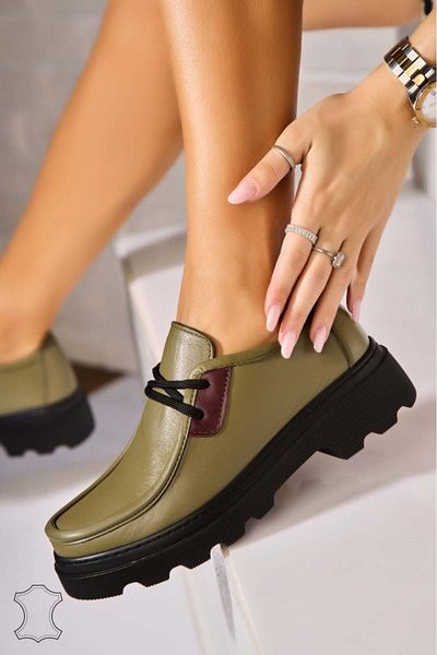 Joana Women's Loafers Natural Leather Green Viona